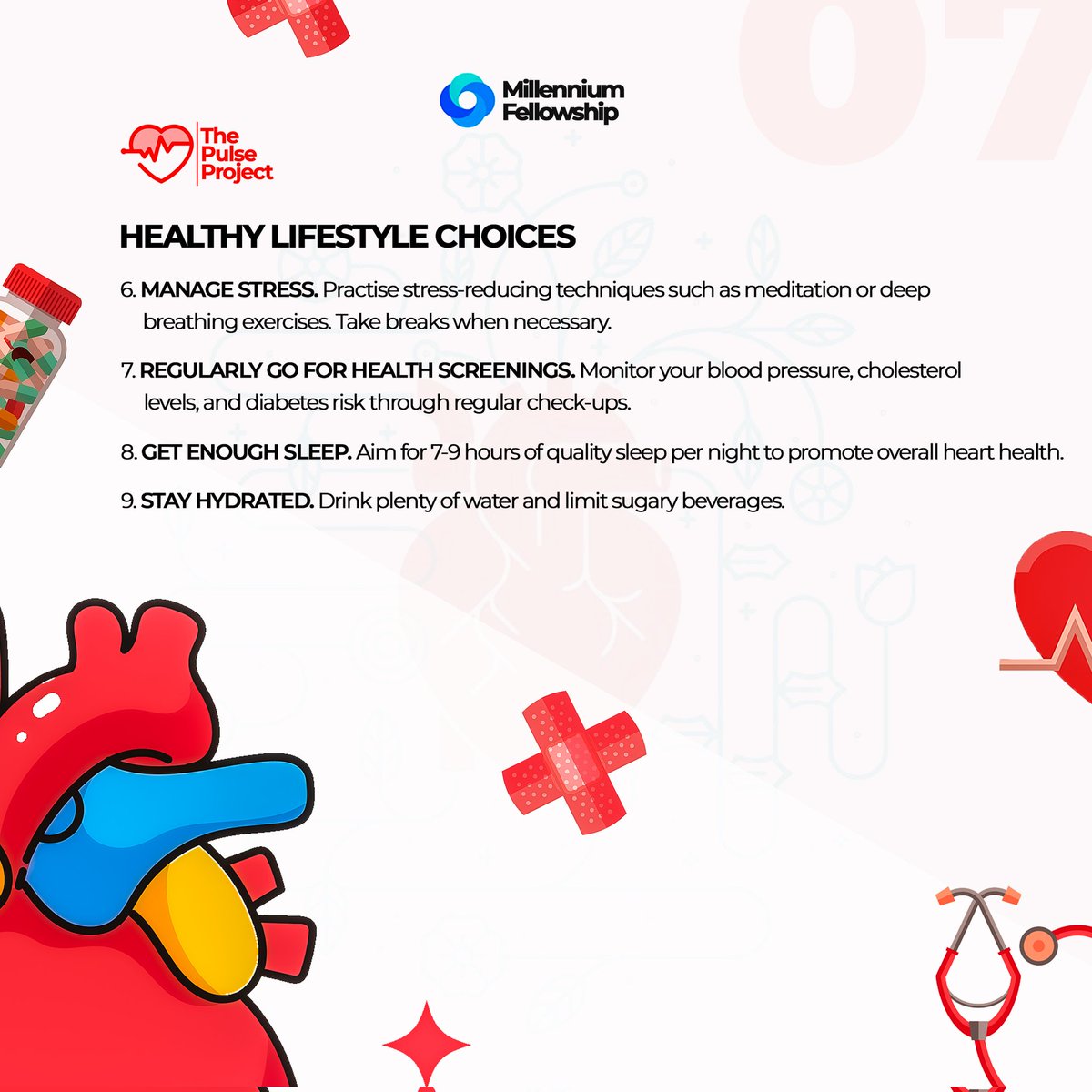 pulseproject_24's tweet image. 🫀 THE HEART-HEALTHY LIFESTYLE🫀

Today, we pledge to take action for a healthy heart.

_Be aware, beat it!_

#cardiohealth 
#thepulseproject
