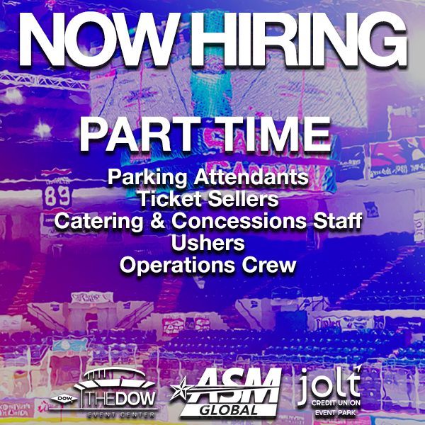 Help us bring live entertainment to Mid-Michigan with one of our part-time positions as a parking attendant, ticket seller, catering and concession staff or operations crew. Find your fit as a Dow Event Center employee by applying today! buff.ly/3nVii6O
