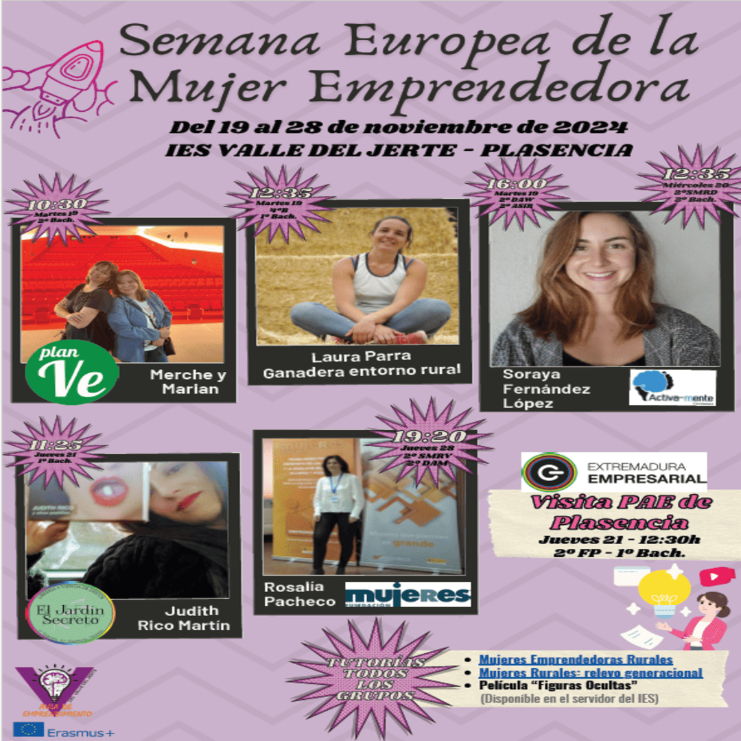 Semana Europea de la Mujer Emprendedora, del 19 al 28 de noviembre. IES Valle del Jerte - PLASENCIA