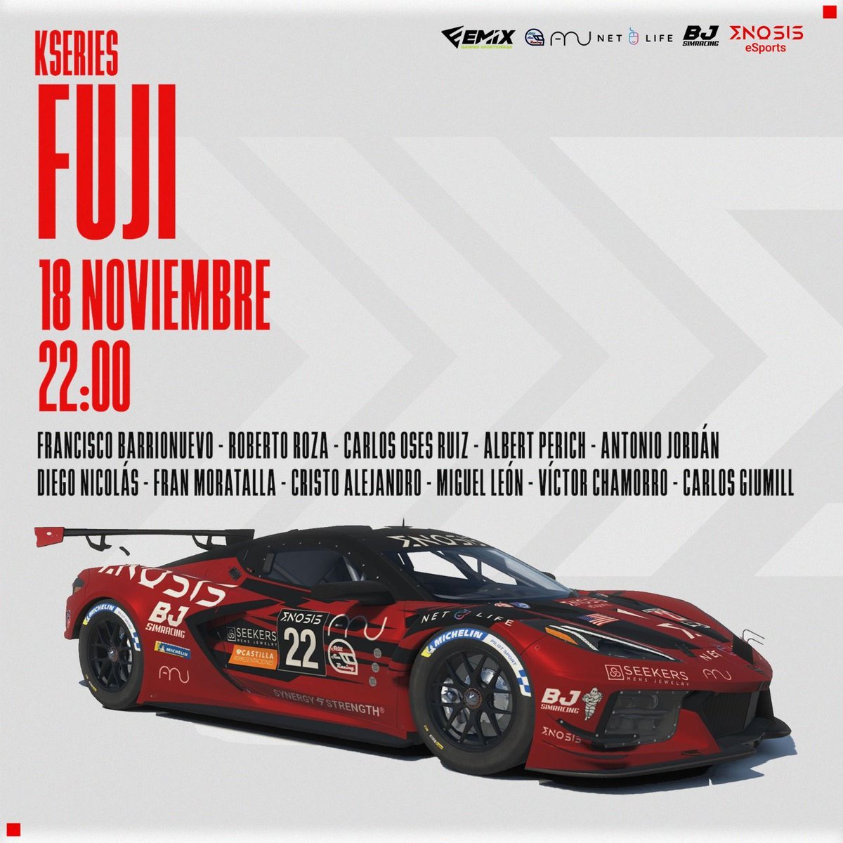 Enosis eSports (@e_enosis) on Twitter photo 🏁 K-Series GTE <a href="/ktd_competicion/">KTD Competición</a>
🗺️ Fuji Speedway
📺 twitch.tv/k_series_byktd…
L 18 - M 19
#iracing #eSports #simracing
<a href="/Emix_Gaming_/">EmixGaming</a> <a href="/Bjsimracin1/">BJSIMRACING</a> <a href="/NetLifeGaming/">NetLife Gaming</a>
simultimate.eu 🏁 K-Series GTE <a href="/ktd_competicion/">KTD Competición</a>
🗺️ Fuji Speedway
📺 twitch.tv/k_series_byktd…
L 18 - M 19
#iracing #eSports #simracing
<a href="/Emix_Gaming_/">EmixGaming</a> <a href="/Bjsimracin1/">BJSIMRACING</a> <a href="/NetLifeGaming/">NetLife Gaming</a>
simultimate.eu