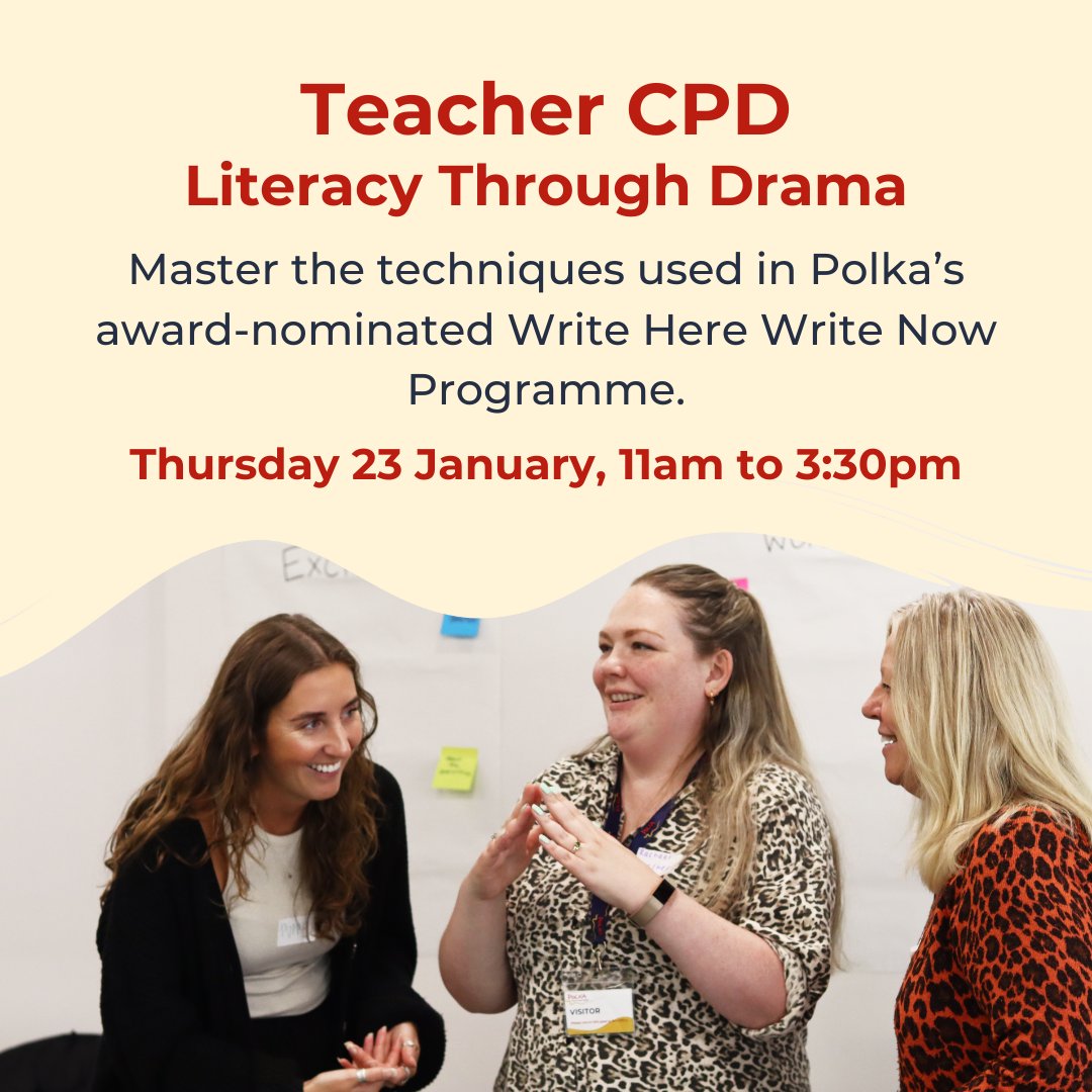Based off the discoveries and successes of Polka Theatre’s award-nominated Write Here Write Now project, this Teacher Continued Professional Development day will explore the use of drama to develop literacy skills in KS1 and KS2 children.

Head to our website to book now 📚