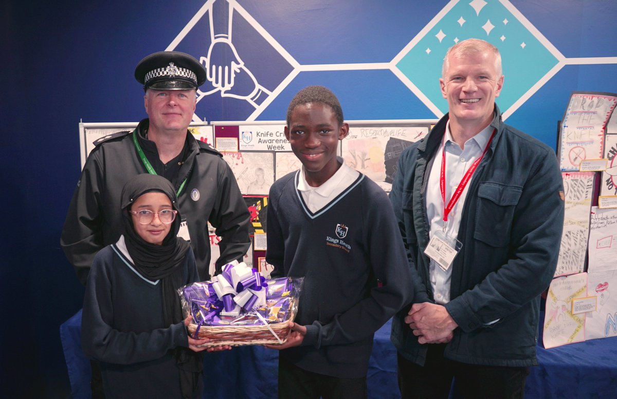 Kings Heath Secondary School (@khsecondary) on Twitter photo Well done to Ruqaiya and Wisdom on winning the Knife Crime Awareness Art Competition!
We can't wait to see your posters framed.
Thank you <a href="/sellyoakWMP/">Selly Oak Police</a> & @alistaircarns for helping us raise awareness around this important issue last week.
#STOPKNIFECRIME Well done to Ruqaiya and Wisdom on winning the Knife Crime Awareness Art Competition!
We can't wait to see your posters framed.
Thank you <a href="/sellyoakWMP/">Selly Oak Police</a> & @alistaircarns for helping us raise awareness around this important issue last week.
#STOPKNIFECRIME