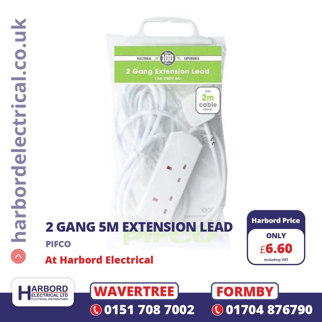 HarbordLtd's tweet image. 2 GANG 5M EXTENSION LEAD, PIFCO

Only £6.60 at Harbord Electrical.

👉 buff.ly/3yWoyo3

#Electrical #PowerExtension #CostEffective #TradePrices