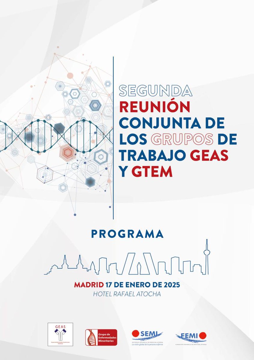 Sociedad Española de Medicina Interna (SEMI) (@sociedad_semi) on Twitter photo 📢🔴#SavetheDate | II Reunión conjunta Enfermedades Autoinmunes (GEAS) - Enfermedades Minoritarias (GTEM) 🏥🩺
🗓️17 de enero de 2025. Madrid.
🔹Programa, inscripciones y toda la información:
fesemi.org/congresos/ii-r…
#SEMITuit #MedicinaInterna
<a href="/GTEMinoritarias/">GTEMinoritariasSEMI</a> <a href="/gtgeassemi/">GT GEAS-SEMI</a> 📢🔴#SavetheDate | II Reunión conjunta Enfermedades Autoinmunes (GEAS) - Enfermedades Minoritarias (GTEM) 🏥🩺
🗓️17 de enero de 2025. Madrid.
🔹Programa, inscripciones y toda la información:
fesemi.org/congresos/ii-r…
#SEMITuit #MedicinaInterna
<a href="/GTEMinoritarias/">GTEMinoritariasSEMI</a> <a href="/gtgeassemi/">GT GEAS-SEMI</a>