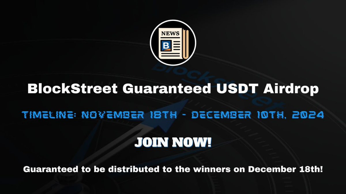 New #airdrop: BlockStreet (Official Bot &amp; Guaranteed USDT)
Reward: 2 USDT
News: Guaranteed, 071Labs
Distribution date: December 20th

🔗Airdrop Link: t.me/BlockStreetGua…

1: Also The top 100 referrals will each get more USDT
2: Guaranteed distributed to winners by December