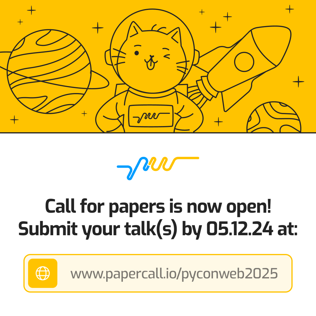 🪶What is the best way to attend #pyconweb in 2025? Simple - be our speaker! Submit your talk or workshop at papercall.io/pyconweb2025 by December 5th! And share it with your friends so they don't miss a deadline 🤝💫