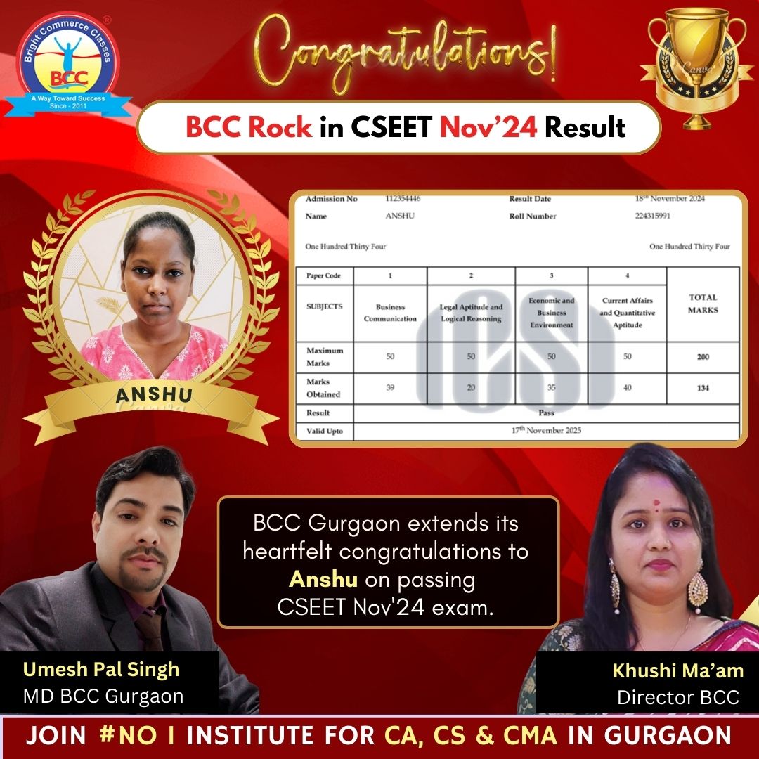 Bccgurgaon's tweet image. BCC Rock 2024 - Highest Result in CSEET in Gurgaon

#CSEET2024 #ExamGuidelines #PreparationIsKey #CSEET #cseetcoachingingurgaon #cseetinstitutenearme #Cseetpreparation #cseetentrencetest #bccgurgaon #bestcommerceclasses
#CSEETcoachingingurgaon #cseetclasses #cseetacademy