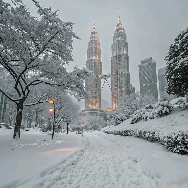 fadhiltonewow's tweet photo. Bila KLCC bersalji. Gambaran AI https://t.co/90JzCPeRY4