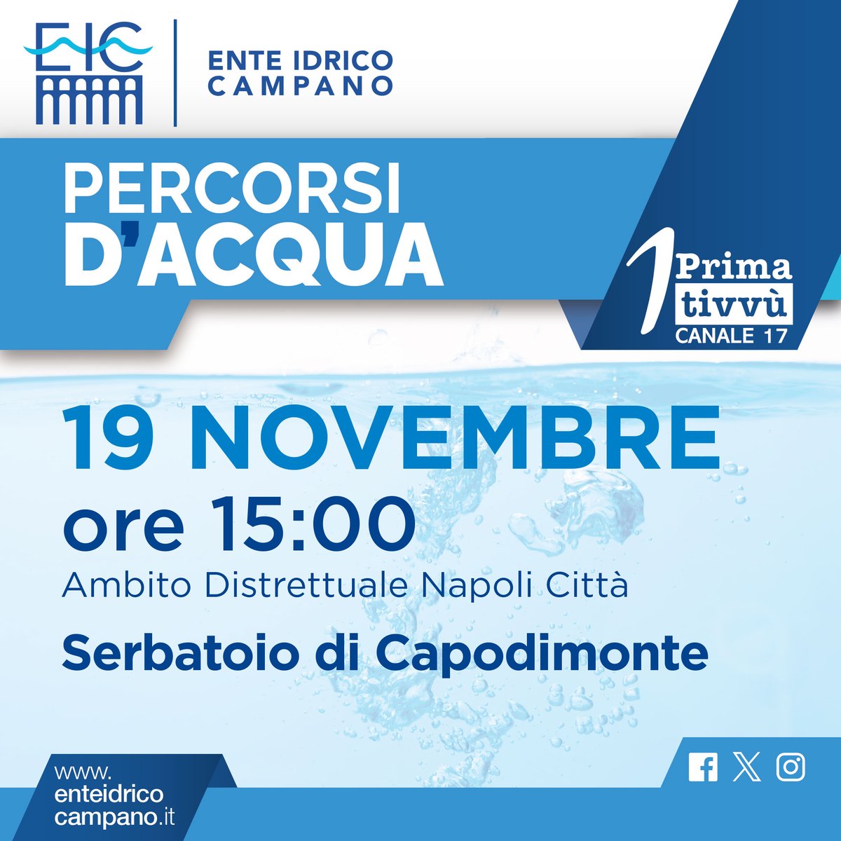 Andrà in onda domani, martedì 19 novembre 2024, su Prima Tivvù (canale 17) la sesta puntata di 𝗣𝗲𝗿𝗰𝗼𝗿𝘀𝗶 𝗱’𝗔𝗰𝗾𝘂𝗮. In questo episodio, esploreremo l’𝗔𝗺𝗯𝗶𝘁𝗼 𝗗𝗶𝘀𝘁𝗿𝗲𝘁𝘁𝘂𝗮𝗹𝗲 𝗡𝗮𝗽𝗼𝗹𝗶 𝗖𝗶𝘁𝘁𝗮̀, con un focus sul Serbatoio di Capodimonte.