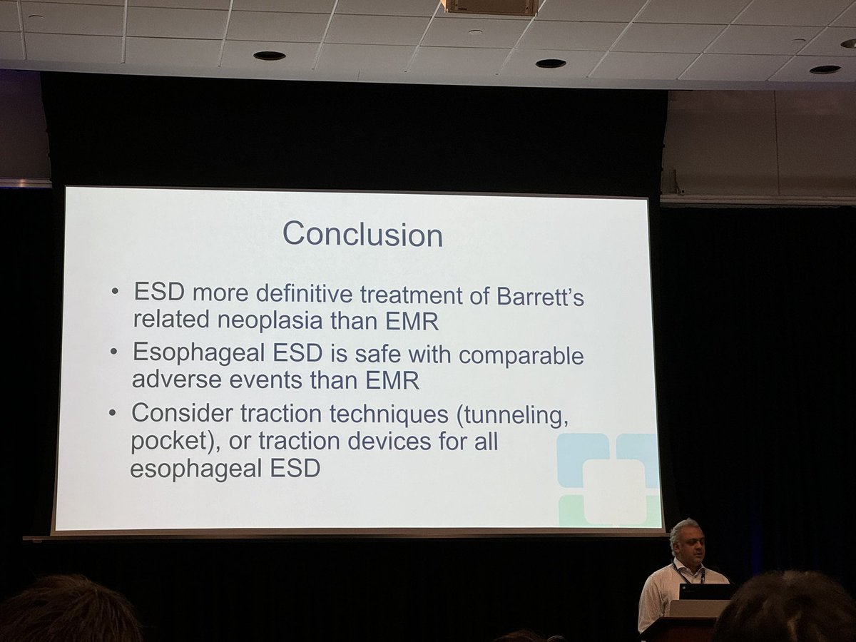 Firas Bahdi (@bahdi_firas) on Twitter photo Great lecture by <a href="/amitbhattMD/">Amit Bhatt MD</a> debating ESD vs EMR for early esophageal adenocarcinoma at <a href="/AdventHealth/">AdventHealth</a> 3rd space endoscopy course
ESD offers more definitive treatment (higher curative resection and lower recurrence) with comparable safety to EMR. Great lecture by <a href="/amitbhattMD/">Amit Bhatt MD</a> debating ESD vs EMR for early esophageal adenocarcinoma at <a href="/AdventHealth/">AdventHealth</a> 3rd space endoscopy course
ESD offers more definitive treatment (higher curative resection and lower recurrence) with comparable safety to EMR.