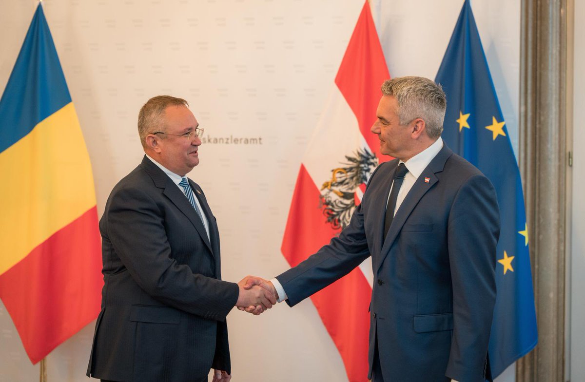 I met today in Vienna with Chancellor <a href="/karlnehammer/">Karl Nehammer</a>.
Our main topic of discussion was Romania’s accession to the Schengen area.
I am confident that final decisions will be made at technical level soon.
I thank our Ministers of Interior and Foreign Affairs for their continuous
