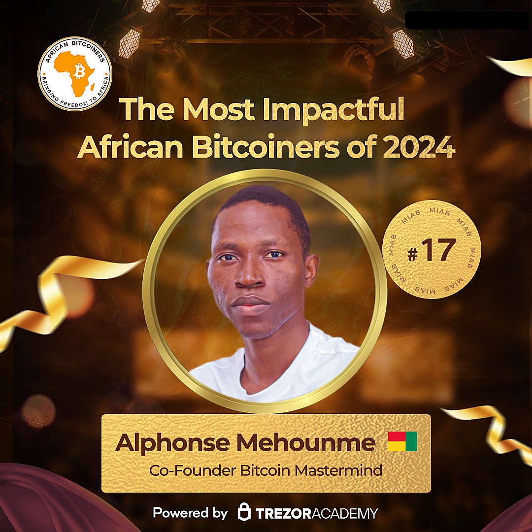At No. 17, we celebrate <a href="/mehounme/">Alphonse 🌍</a>!🫡  A Bitcoin advocate from Benin, Alphonse is paving the way for Bitcoin education and adoption with initiatives like <a href="/btcmastermind_/">BITCOIN MASTERMIND</a> and @_bitcoinflash.  

His work is shaping the future of Bitcoin in Francophone Africa! 

More below!