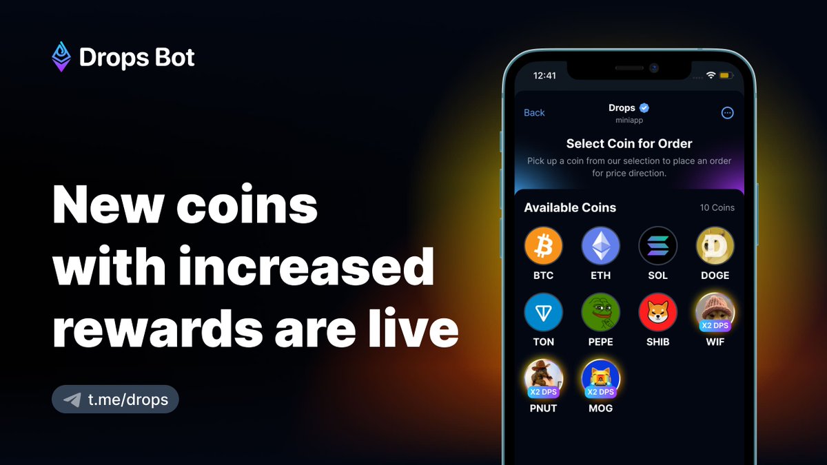 🔥 Double your $DPS earnings!

New updates for the minigame:

• Trade newly added assets: $WIF, $PNUT and $MOG.
• Earn double rewards with the x2 multiplier!  

👉 t.me/drops/app?star…