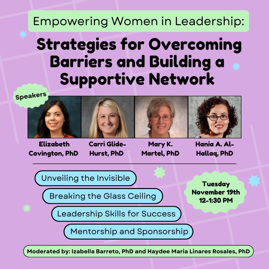 Empowering Women in Leadership Webinar – Nov. 19!
4 inspiring sessions:
🔹 Implicit Biases in Leadership
🔹 Advancing Your Career 
🔹 Leadership Skills 
🔹 Mentorship &amp; Sponsorship
📅 Save your spot now! us06web.zoom.us/webinar/regist…