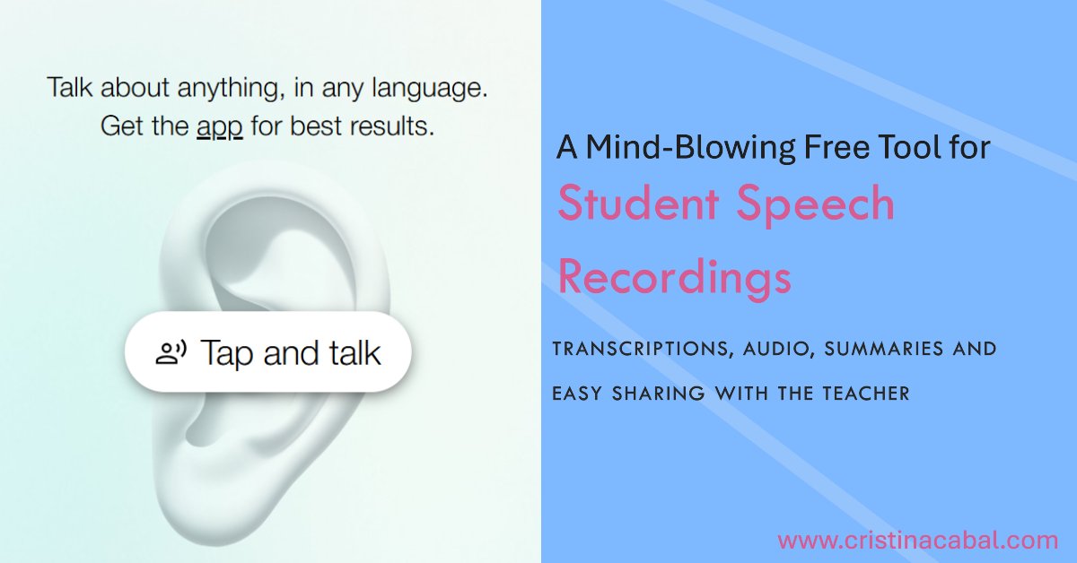 Fresh on the blog.🙃Say goodbye to struggling with unclear student recordings! 🙃
This tool not only captures their speech but also provides accurate transcription, making it easier to assess and share feedback. Check it out!!!
cristinacabal.com/?p=15982