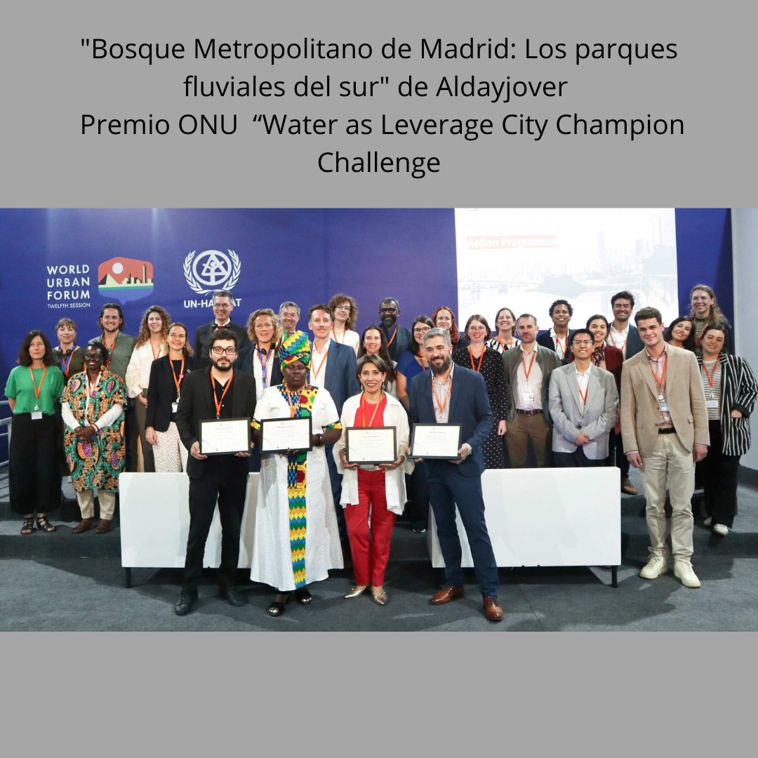 Desde <a href="/AEPaisajistas/">AE Paisajistas</a> , felicitamos a nuestros asociados <a href="/aldayjover_/">aldayjover architecture and landscape</a>  por el reconocimiento ONU Hábitat , como uno de los cuatro ganadores mundiales "Water as Leverage City Champion Challenge", en el marco del Foro Urbano Mundial (FUM) 
wuf.unhabitat.org/event/wuf12/wa…