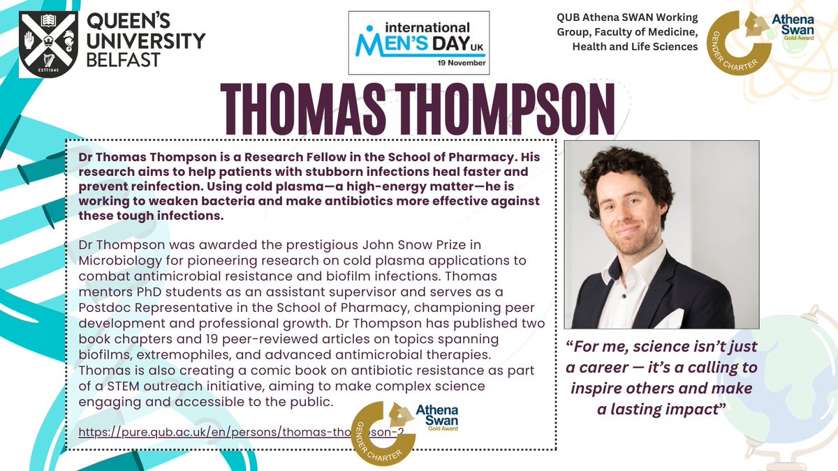 QUB MHLS Faculty (@mhlsqub) on Twitter photo Starting Day 4 of our #IMD2024 <a href="/UKMensDay/">International Men's Day UK</a> role models campaign with research fellow Dr Thomas Thompson from <a href="/pharmacyatQUB/">QUB Pharmacy School</a> <a href="/QUBelfast/">Queen's University Belfast 🎓</a> <a href="/MHLSQUB/">QUB MHLS Faculty</a> who works on antimicrobial resistance. He is even creating a comic book on antimicrobial resistance to make research more accessible! Starting Day 4 of our #IMD2024 <a href="/UKMensDay/">International Men's Day UK</a> role models campaign with research fellow Dr Thomas Thompson from <a href="/pharmacyatQUB/">QUB Pharmacy School</a> <a href="/QUBelfast/">Queen's University Belfast 🎓</a> <a href="/MHLSQUB/">QUB MHLS Faculty</a> who works on antimicrobial resistance. He is even creating a comic book on antimicrobial resistance to make research more accessible!