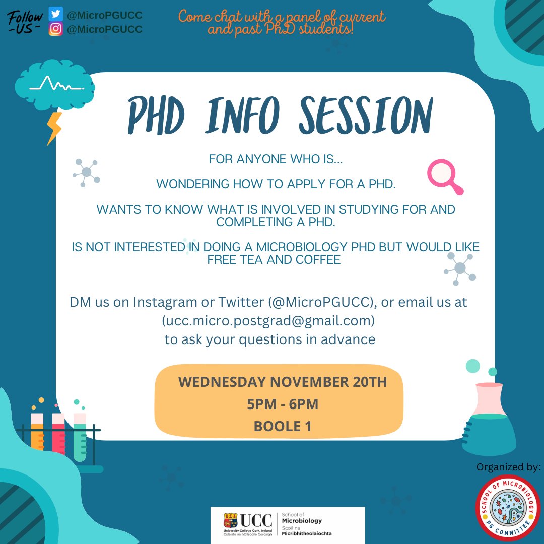 Microbiology UCC (@uccmicrobiology) on Twitter photo <a href="/MicroPGUCC/">UCC Microbiology Postgrad Committee</a> is running an informationn session for anyone interested in finding out more about the PhD process <a href="/UccMicrobiology/">Microbiology UCC</a> Wedesnday November 20th in Boole 1 from 5-6pm. <a href="/SEFSUCC/">SEFS@UCC</a> <a href="/MicroPGUCC/">UCC Microbiology Postgrad Committee</a> is running an informationn session for anyone interested in finding out more about the PhD process <a href="/UccMicrobiology/">Microbiology UCC</a> Wedesnday November 20th in Boole 1 from 5-6pm. <a href="/SEFSUCC/">SEFS@UCC</a>