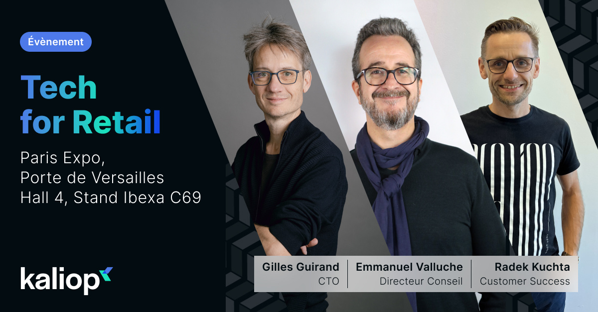 [Tech For Retail 2024🚀] Rencontrez nos experts sur le stand C69 aux côtés de notre partenaire Ibexa :
🤝 Gilles Guirand, CTO Kaliop
🤝 Emmanuel Valluche, Directeur Conseil, Kaliop France
🤝 Radek Kuchta, Customer Success, Kaliop Pologne
 👉 hubs.li/Q02Yvx_20
#TechForRetail