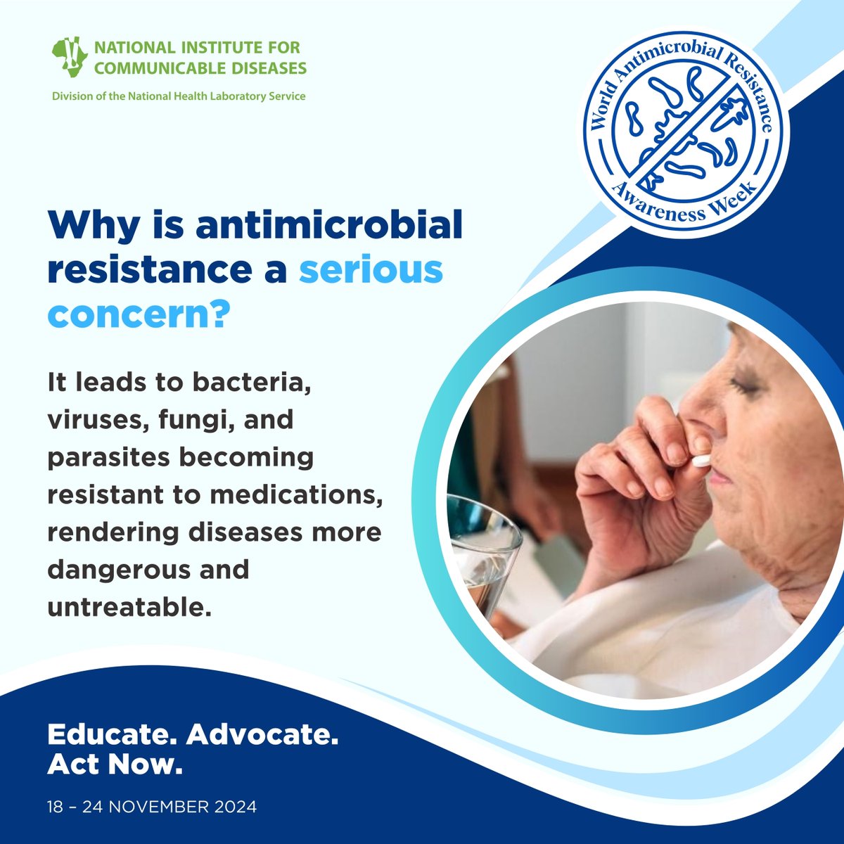 Antimicrobial resistance occurs when bacteria, viruses, fungi, and parasites resist the effects of medications, making common infections harder to treat and increasing the risk of disease spread, severe illness, and death.

#EducateAdvocateActNow
#AntimicrobialResistance
