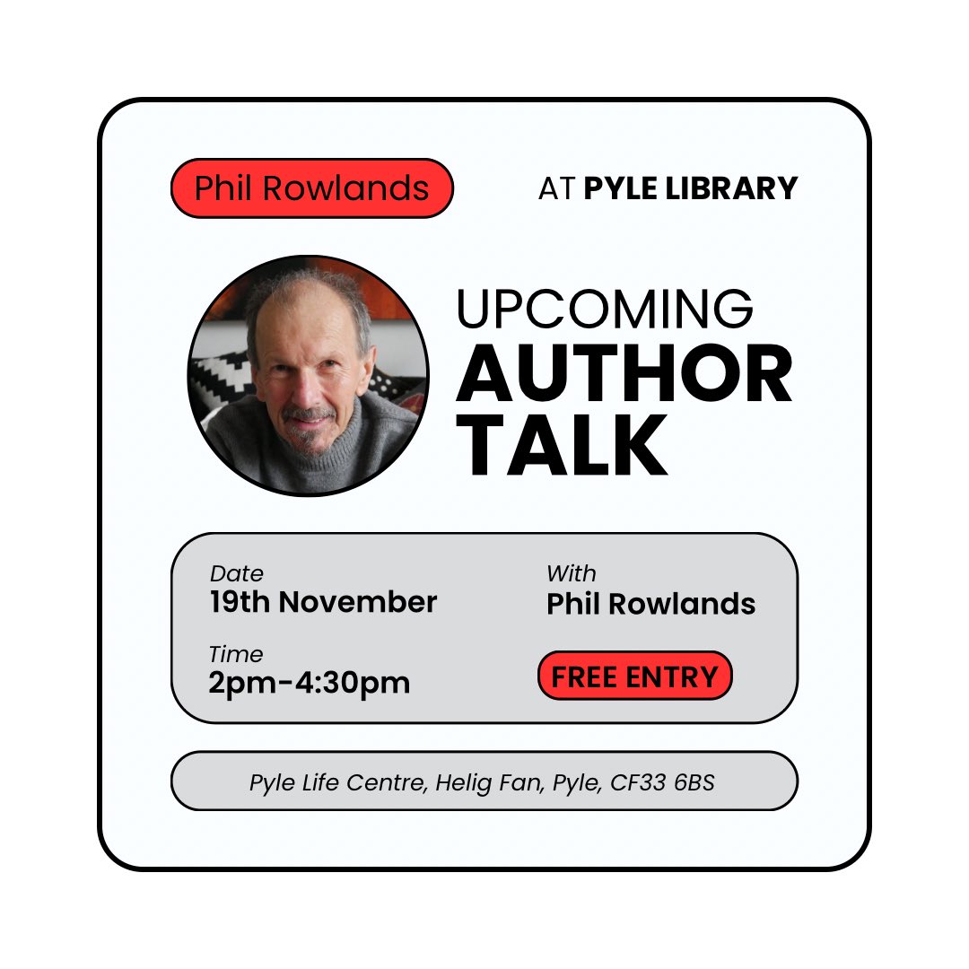 Diamond Crime Publishing (@diamond_crime) on Twitter photo Join <a href="/PhilRowlands2/">Phil Rowlands</a> tomorrow, Tuesday 19th November 2pm-4:30pm, for an author talk at Pyle Library as part of Awen's Crime Month celebrations.
FREE entry, book your space by calling the library at 01656 754850.
#BookTalk #AuthorTalk #BookEvent #DiamondCrime #CrimeFiction Join <a href="/PhilRowlands2/">Phil Rowlands</a> tomorrow, Tuesday 19th November 2pm-4:30pm, for an author talk at Pyle Library as part of Awen's Crime Month celebrations.
FREE entry, book your space by calling the library at 01656 754850.
#BookTalk #AuthorTalk #BookEvent #DiamondCrime #CrimeFiction