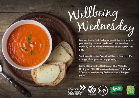 Bromley Mencap (@bromleymencap) on Twitter photo You are invited to Warm Wednesday
Enjoy a FREE, warm lunch on Nov 20th, 12:30-2pm <a href="/BR6Restaurant/">BR6 Restaurant & Bakehouse</a>, Orpington Campus. 🍲 Hosted by <a href="/LSEColleges/">London SE Colleges</a> & <a href="/LBofBromley/">Bromley Council</a> as part of the Tackling Loneliness Strategy.
Open to all in the community!
#WarmWednesday #Orpington You are invited to Warm Wednesday
Enjoy a FREE, warm lunch on Nov 20th, 12:30-2pm <a href="/BR6Restaurant/">BR6 Restaurant & Bakehouse</a>, Orpington Campus. 🍲 Hosted by <a href="/LSEColleges/">London SE Colleges</a> & <a href="/LBofBromley/">Bromley Council</a> as part of the Tackling Loneliness Strategy.
Open to all in the community!
#WarmWednesday #Orpington