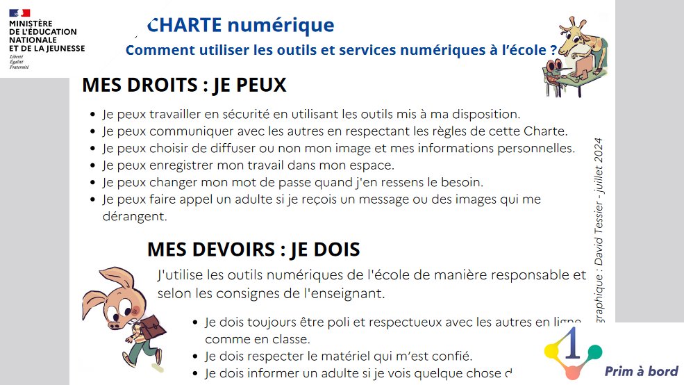 Cycles 1⃣, 2⃣ et 3⃣ | Enseigner | #EMC #CRCN

📌 Charte numérique pour les élèves des écoles primaires

▶️ primabord.eduscol.education.fr/charte-numeriq…

✅ Développer et exercer sa citoyenneté numérique
✅ Engager une discussion avec les élèves et leurs parents