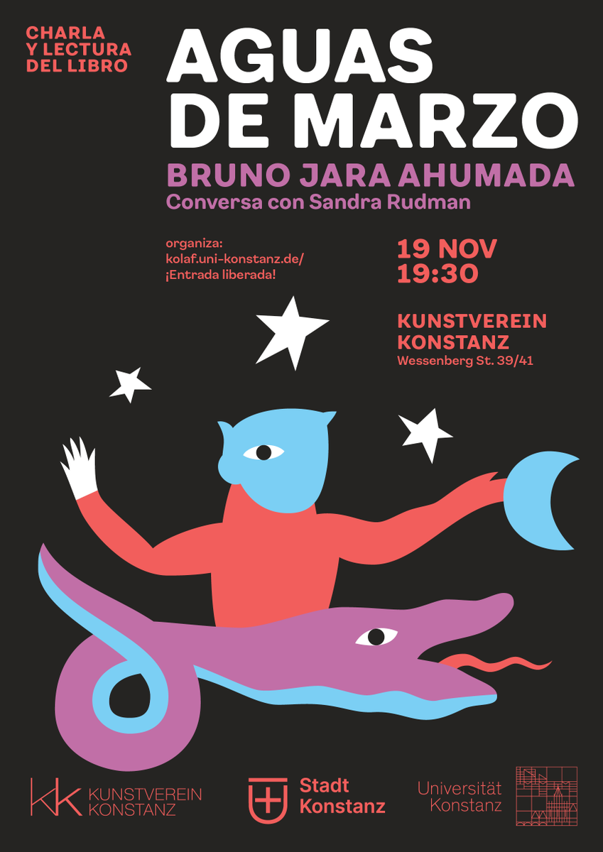 _KoLaF's tweet photo. Mañana, el escritor chileno Bruno Jara @Brunelio_Jaroso leerá fragmentos de su libro Aguas de Marzo y conversará con @Sandra_Rudman sobre la escritura entre continentes. ¡Todxs bienvenidxs! @Stadt_Konstanz @UniKonstanz https://t.co/eaeJrnKyDX