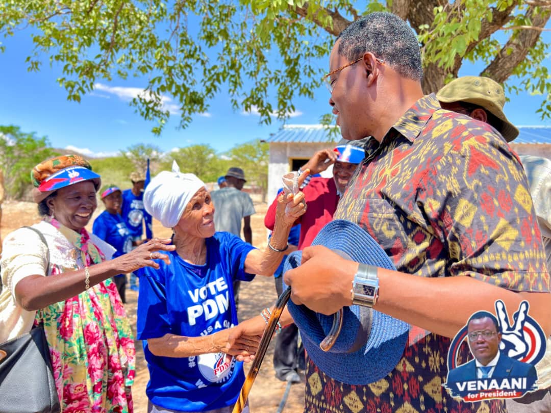 OfficialPDM_Na's tweet photo. This  past weekend, the PDM team engaged with the vibrant community of Fransfontein.

Thank you, Fransfontein, for welcoming us with open arms! 🇳🇦
🗳️ Vote McHenry Venaani for President
🗳️ Vote PDM for the National Assembly
#VotePDM2024 #VenaaniForPresident https://t.co/qKEhB4oYxV