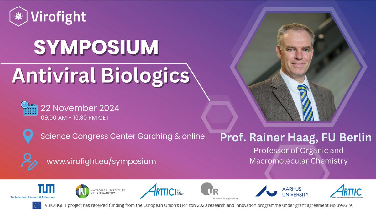 📢Speaker Spotlight!
We're thrilled welcoming Prof. Rainer Haag to the #VirofightSymposium🙌His work has made significant strides in development of antiviral nanomaterials &amp;nanocarrier systems.Join us as he shares insights to combate viral infections🌍

🔗virofight.eu/symposium
