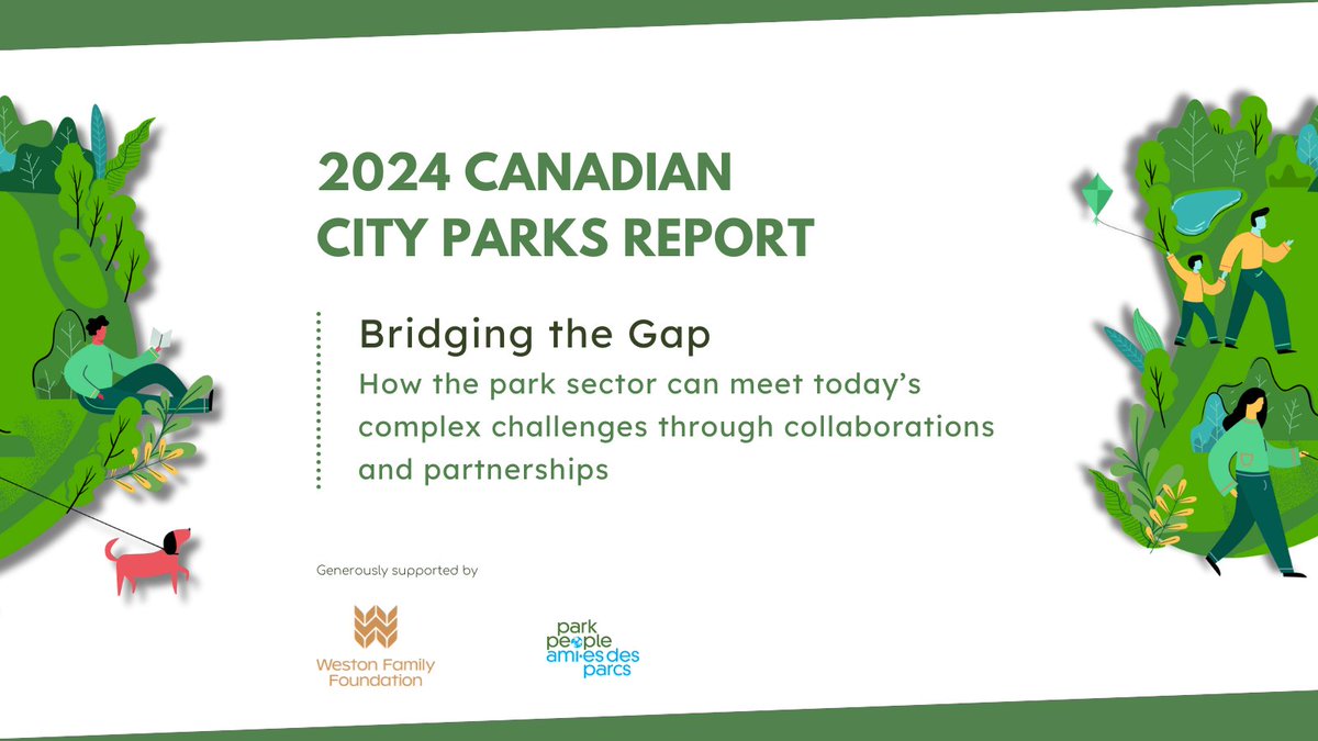 Park People / Ami·es des parcs (@park_people) on Twitter photo Just Launched: The 2024 Canadian City Parks Report!
It highlights the most significant trends, challenges, and practices shaping Canada's city #parks.
Dive into our key insights, inspiring case studies, and useful data: ow.ly/bq9150U8lqz
#CCPR2024 <a href="/WestonFamilyFdn/">Weston Family Foundation</a> Just Launched: The 2024 Canadian City Parks Report!
It highlights the most significant trends, challenges, and practices shaping Canada's city #parks.
Dive into our key insights, inspiring case studies, and useful data: ow.ly/bq9150U8lqz
#CCPR2024 <a href="/WestonFamilyFdn/">Weston Family Foundation</a>