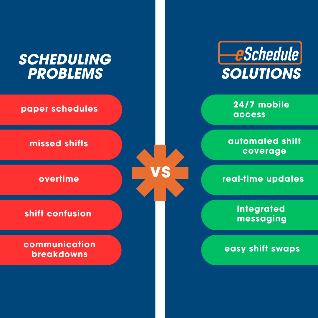 Tired of scheduling headaches? 😩 eSchedule makes managing your team easy, efficient, and stress-free. 

#SchedulingSolutions #WorkforceManagement #EmployeeScheduling #PublicSafetySoftware #HealthcareScheduling #GovernmentSolutions #TimeManagement