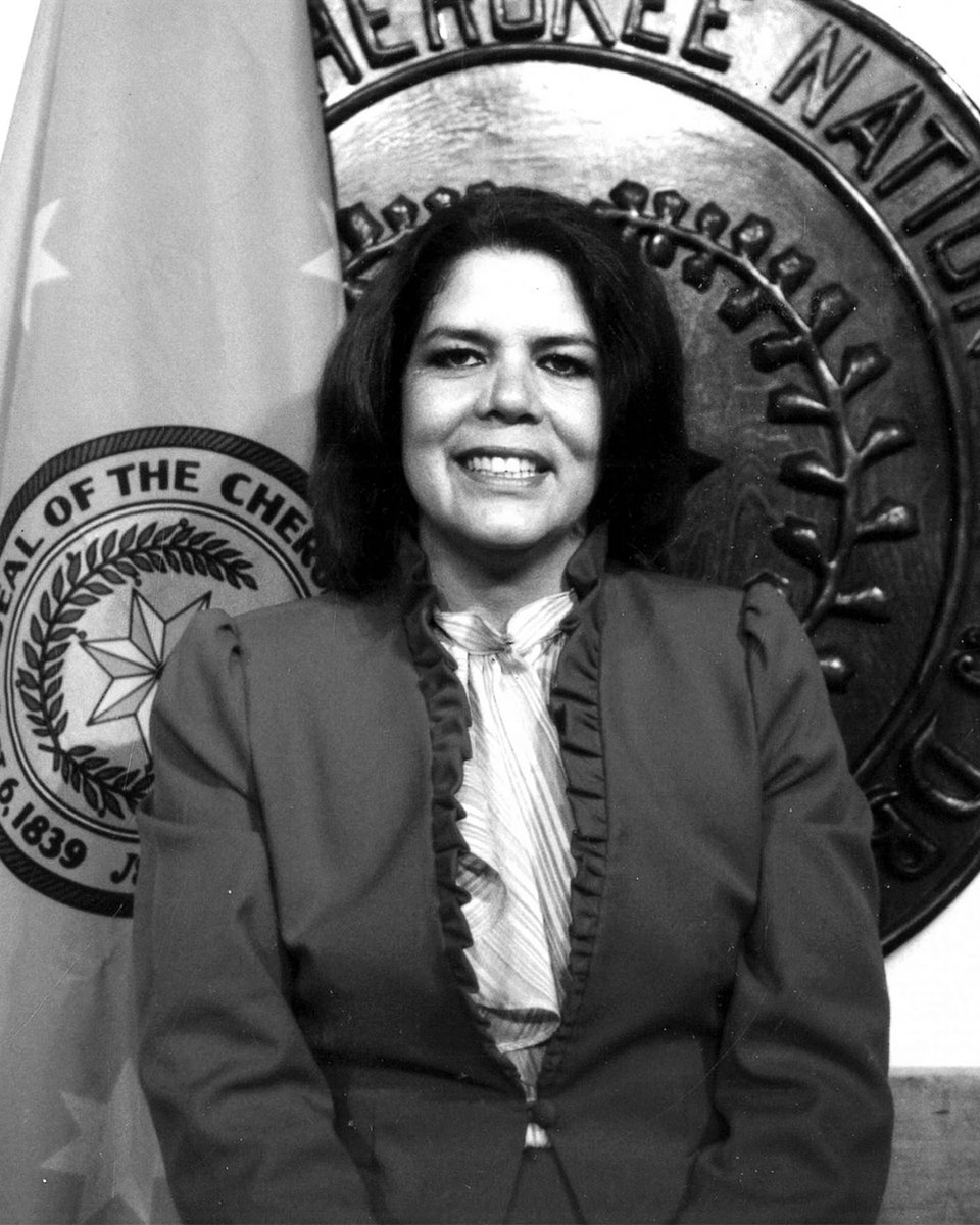 CherokeeNation's tweet image. On this day in 1945, Wilma Pearl Mankiller was born. 💜 Wilma became the first woman elected as Principal Chief of the Cherokee Nation and became an inspiration for generations of Cherokees — especially Cherokee women.