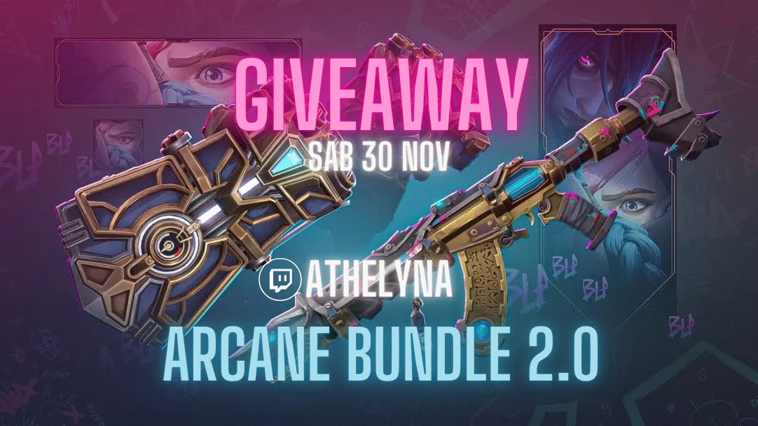 ✨ARCANE BUNDLE 2.0 GIVEAWAY✨ 

Para participar no olvides: 
🟣 Seguirme en Twitch y Twitter
🟣 Etiquetar a 2 amigos
🟣 Like y RT

✨ El 31 de Noviembre se anunciará ganador@ en stream ✨ Athelyna_