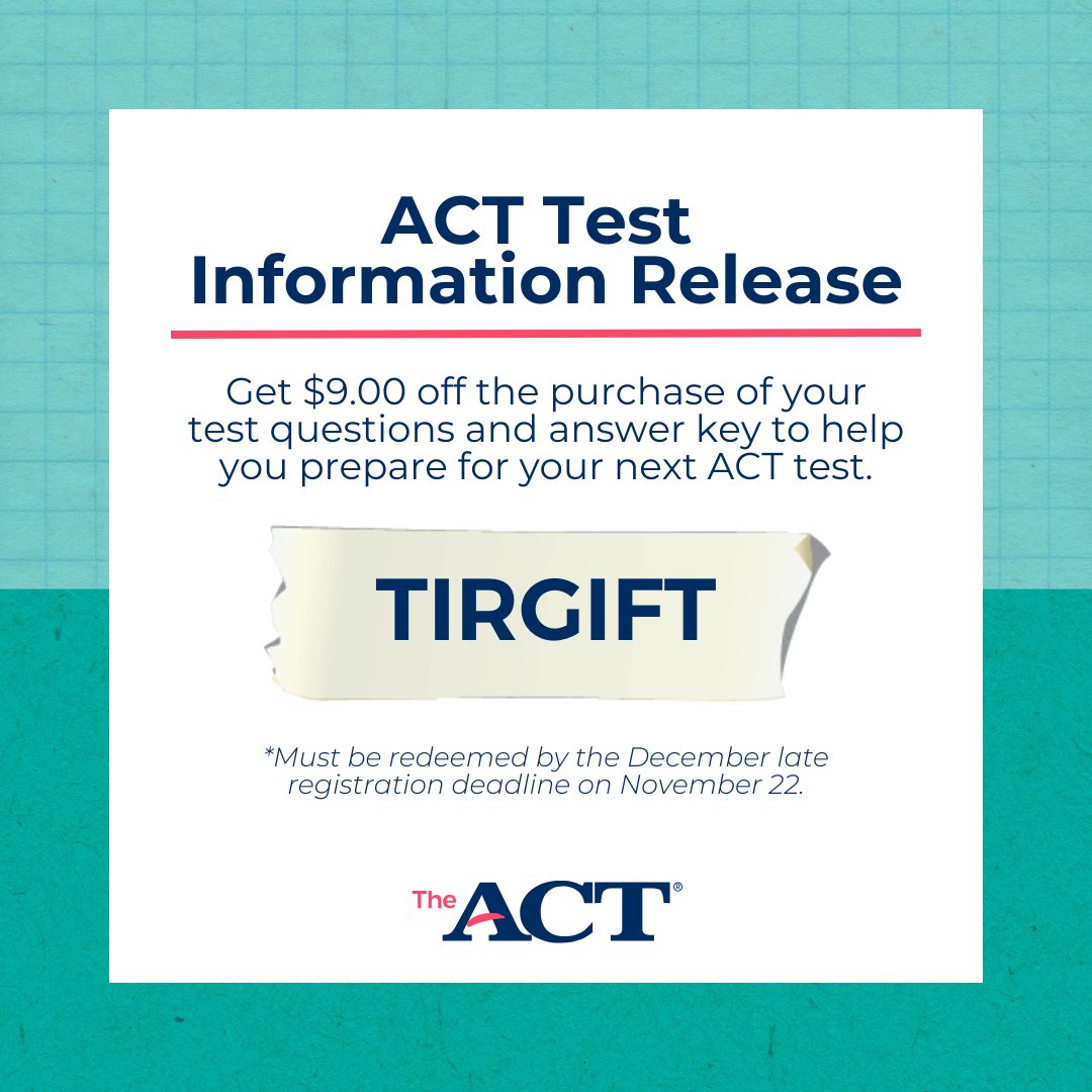 Seats are filling up quickly for the December 14 ACT. Register by this Friday to test this year: hubs.ly/Q02Yrvz60