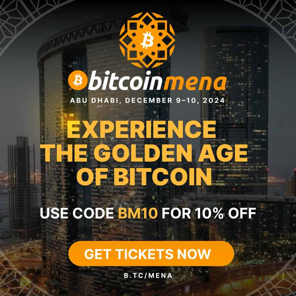 Bitcoin Magazine (@bitcoinmagazine) on Twitter photo <a href="/SlawomirMentzen/">SΕawomir Mentzen</a> The #Bitcoin Conference is coming to Abu Dhabi December 9-10 π¦πͺ
Top speakers, cutting-edge insights & a global network await at Bitcoin MENA π
Use code "BM10" for 10% off tickets!
ποΈπ bm.b.tc/4ePKocE <a href="/SlawomirMentzen/">SΕawomir Mentzen</a> The #Bitcoin Conference is coming to Abu Dhabi December 9-10 π¦πͺ
Top speakers, cutting-edge insights & a global network await at Bitcoin MENA π
Use code "BM10" for 10% off tickets!
ποΈπ bm.b.tc/4ePKocE