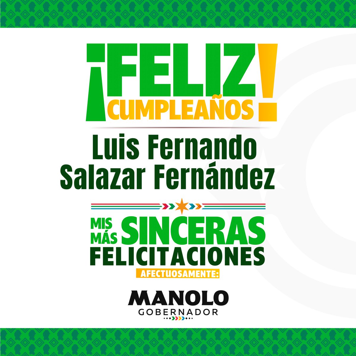 ¡Que la pases muy bien amigo senador <a href="/SalazarLuisFer/">Luis Fernando Salazar</a>, un fuerte abrazo!