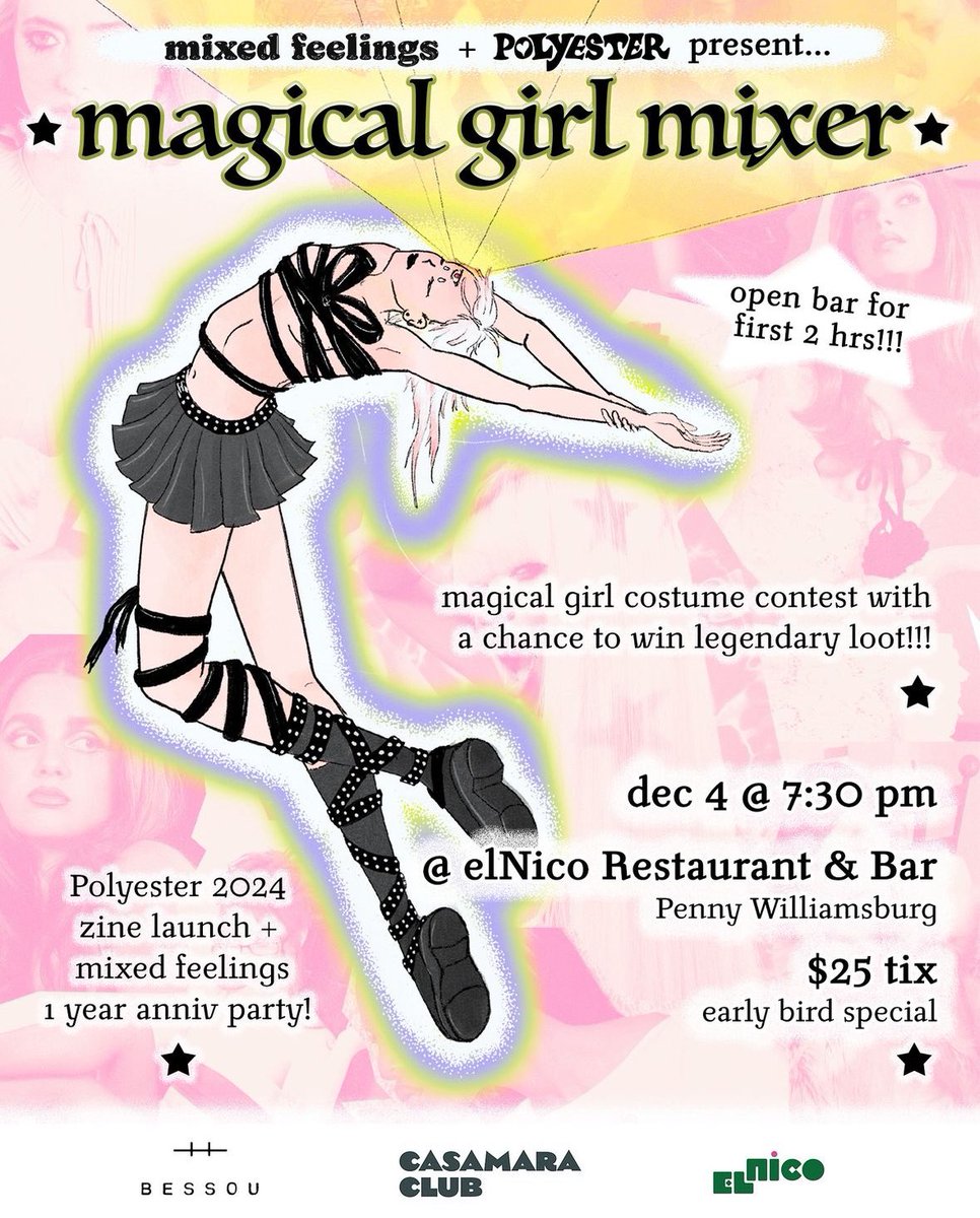 Clear your calendar: A @polyesterzine and <a href="/mxdfeelings/">mixed feelings</a> party is coming to NYC!!⁠
⁠
We’re throwing a Magical Girl themed party on 4th December, 7:30pm at The Penny Hotel 🧚

Get your ticket here- rb.gy/70wor2