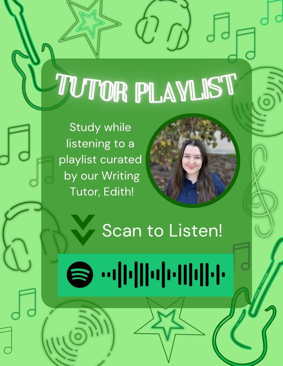 Clovis_TC's tweet image. Tutor Playlist! Scan the Spotify Code to check out &quot;Edith&apos;s playlist&quot;
#cloviscommunity #tutorialcenter #tutor #Humanities #Writing @cloviscrush @cloviscollege #playlists #music