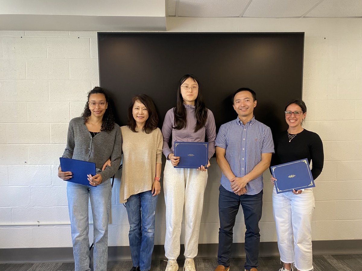 UConn_Nutrition's tweet photo. Last Friday, @UConn_Nutrition awarded 4 NUSC graduate students with well-deserved scholarships! Left to right we have Briana Nosal and her advisor Dr. Chun, Yi Wang and her advisor Dr. Luo, Nicholas Kuhlman (not pictured) and his advisor Dr. Fields. 

Congratulations to all! https://t.co/RqHLBPmXIS