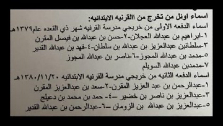 #القرينة 

اول خريجي مدرسة القرينة لعام 1379 هجرية