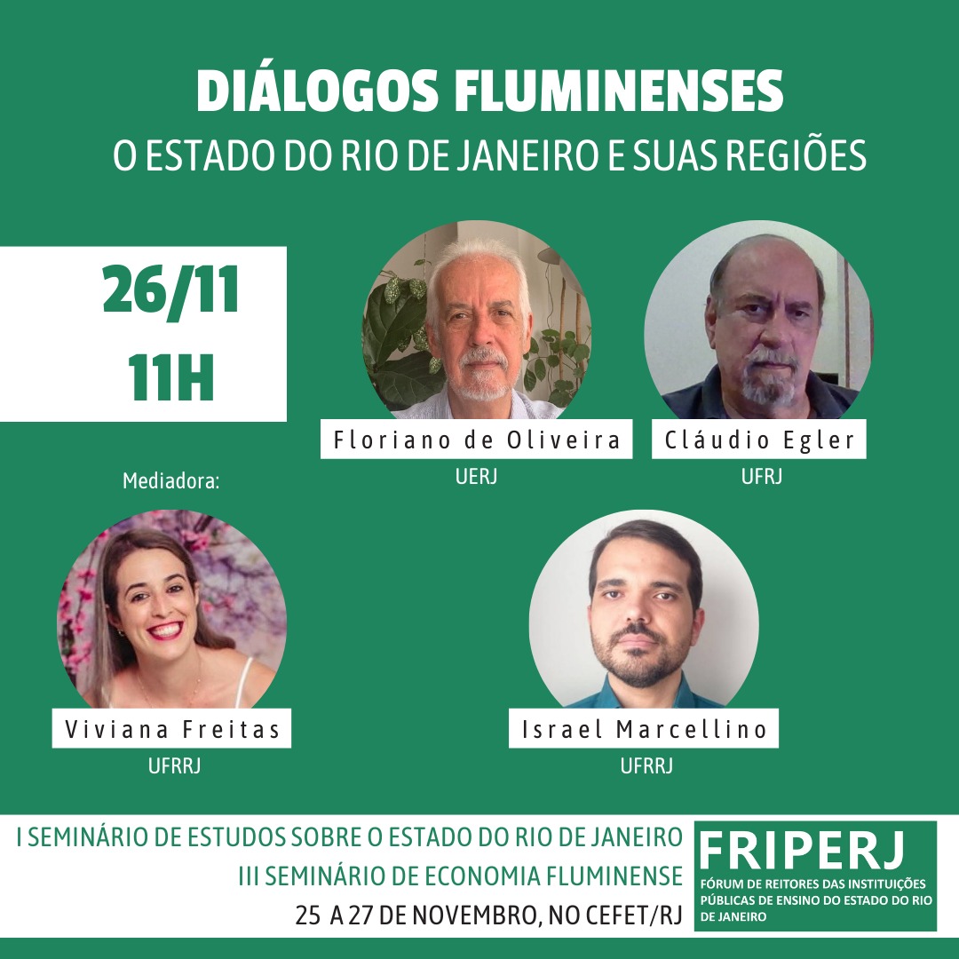 🎓📢 Participe do I Seminário de Estudos sobre o Estado do Rio de Janeiro (I SEERJ) e do III Seminário de Economia Fluminense (III SEF)! 🗓️ De 25 a 27 de novembro, no CEFET/RJ.

📌 Inscreva-se: eventos.ufrrj.br/sef/