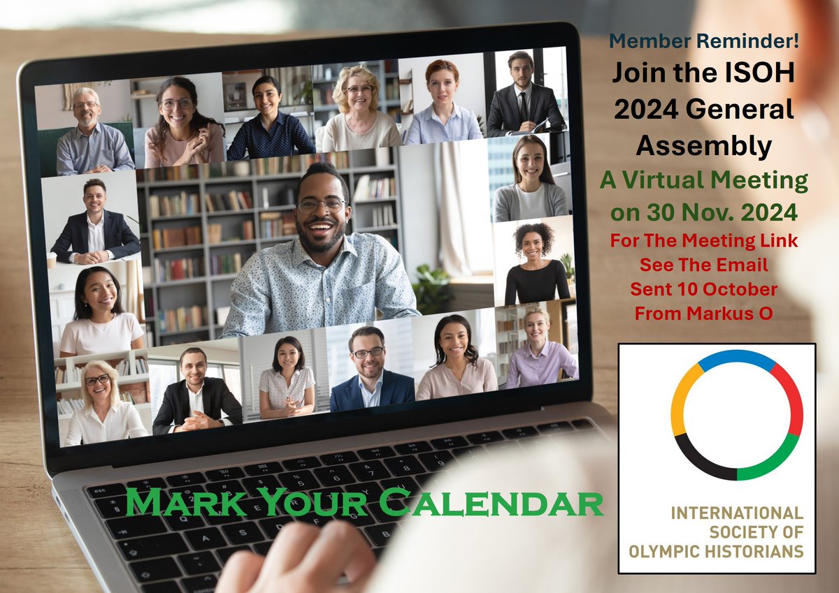 ISOH members, please join us online for the ISOH 2024 General Assembly, a virtual meeting on 30 Nov. For the link to join the call, see the member email sent 10 Oct. from Markus, who will send a reminder a few days before the call. See you there for ISOH board updates and news!