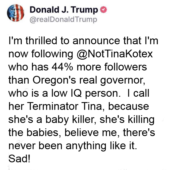 This Trump post is 100% real and not at all made up.