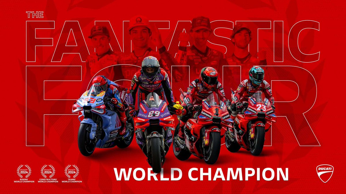 On Sunday in the Solidarity Grand Prix of Barcelona, Ducati wins MotoGP World Title for the third consecutive season with Jorge Martín aboard the Desmosedici GP24 of the Pramac Racing team. #Ducati #JorgeMartin #MotoGP
insidemotorcycles.com/ducati-dominat…