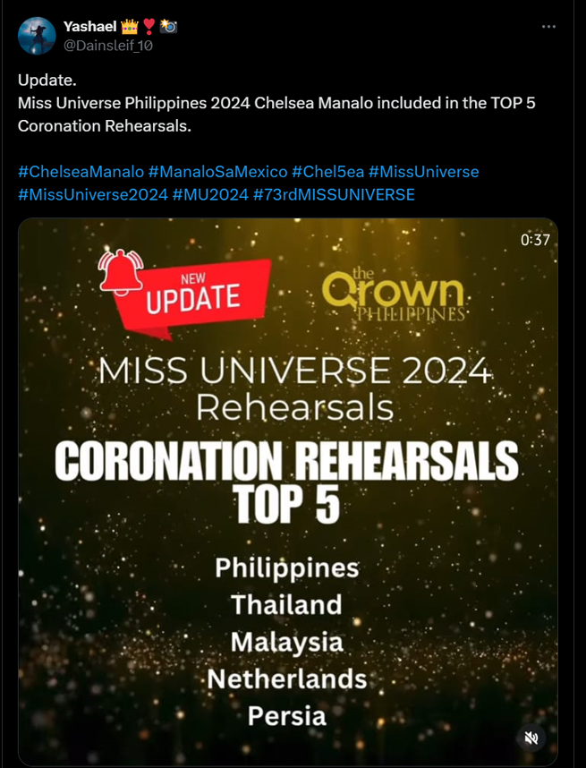 Dainsleif_10's tweet photo. 2 consecutive years pumasok sa TOP 3/5 ang Pilipinas sa rehearsals. So next year alam niyo na. Know when to not speak. 🤭🤐

#ChelseaManalo #ManaloSaMexico #Chel5ea #MissUniverse #MissUniverse2024 #MU2024 #MissUniverseAsia #MMD #MichelleDee https://t.co/2S8w4cKoa9
