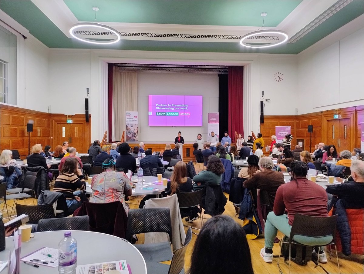 MaudsleyNHS's tweet photo. Great turnout tonight in Brixton for our latest Strategy in Action community event and our Annual Members Meeting. We are showcasing how we work in partnership to provide care and prevent mental ill-health. https://t.co/GDPhqmNMoW