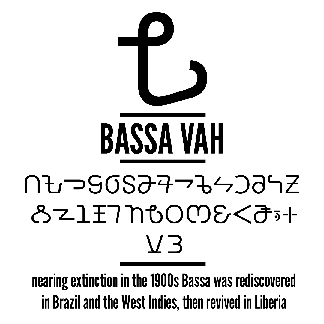 I've been researching different alphabets to inform some of the concepts in the work I'm doing. Its fascinating to me that there are so many different writing systems in the world, but also people are still inventing them...

Love the shapes in this West Indies alphabet Bassa Vah