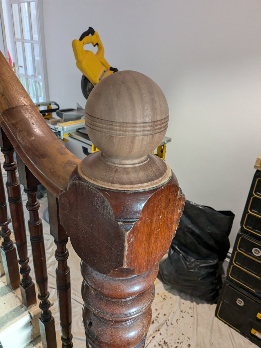 Also replaced the ball on the top of the old newel post.