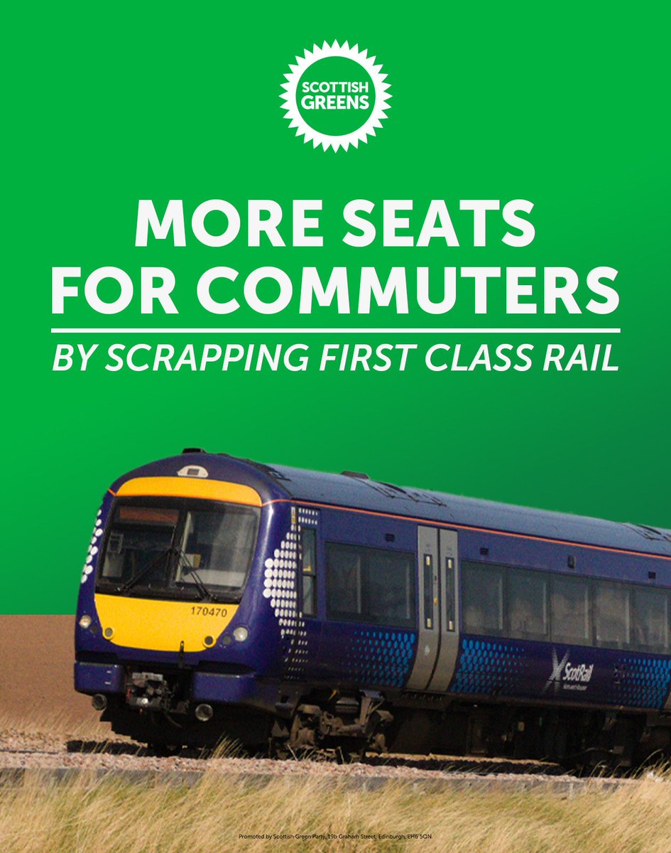 Ross Greer (@ross_greer) on Twitter photo Our research found that fewer than 2% of first-class seats are actually used, leaving 98% of those seats empty on otherwise often crowded Scotrail trains.
The <a href="/scottishgreens/">Scottish Greens</a> would scrap first-class carriages, creating more seats for commuters.
dailyrecord.co.uk/news/scottish-… Our research found that fewer than 2% of first-class seats are actually used, leaving 98% of those seats empty on otherwise often crowded Scotrail trains.
The <a href="/scottishgreens/">Scottish Greens</a> would scrap first-class carriages, creating more seats for commuters.
dailyrecord.co.uk/news/scottish-…